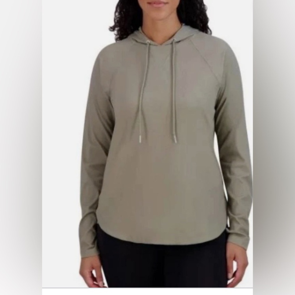 NWT SAGE Women's Lightweight Ribbed Hoodie, Long Sleeve, Green, Large